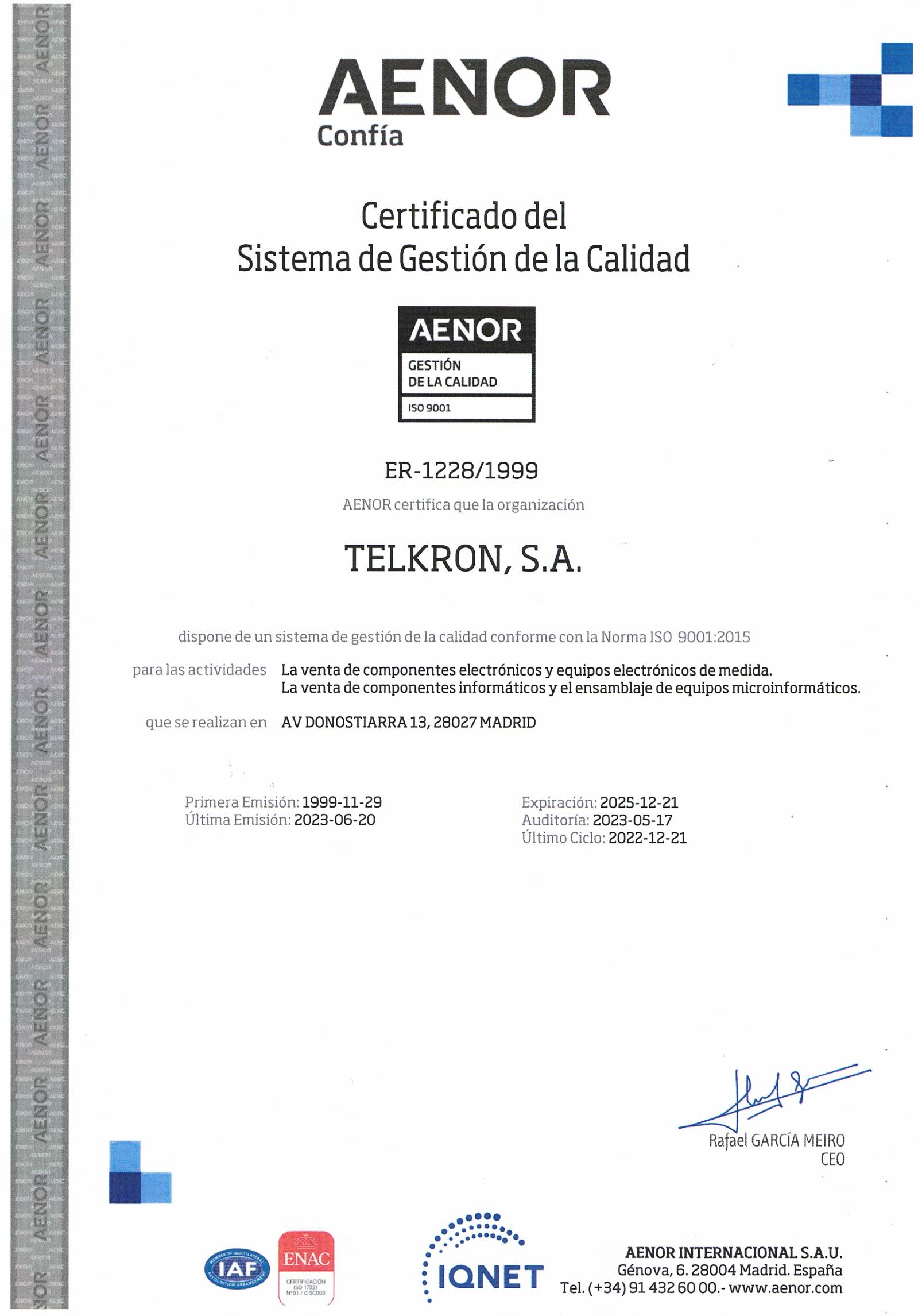 Certificación AENOR