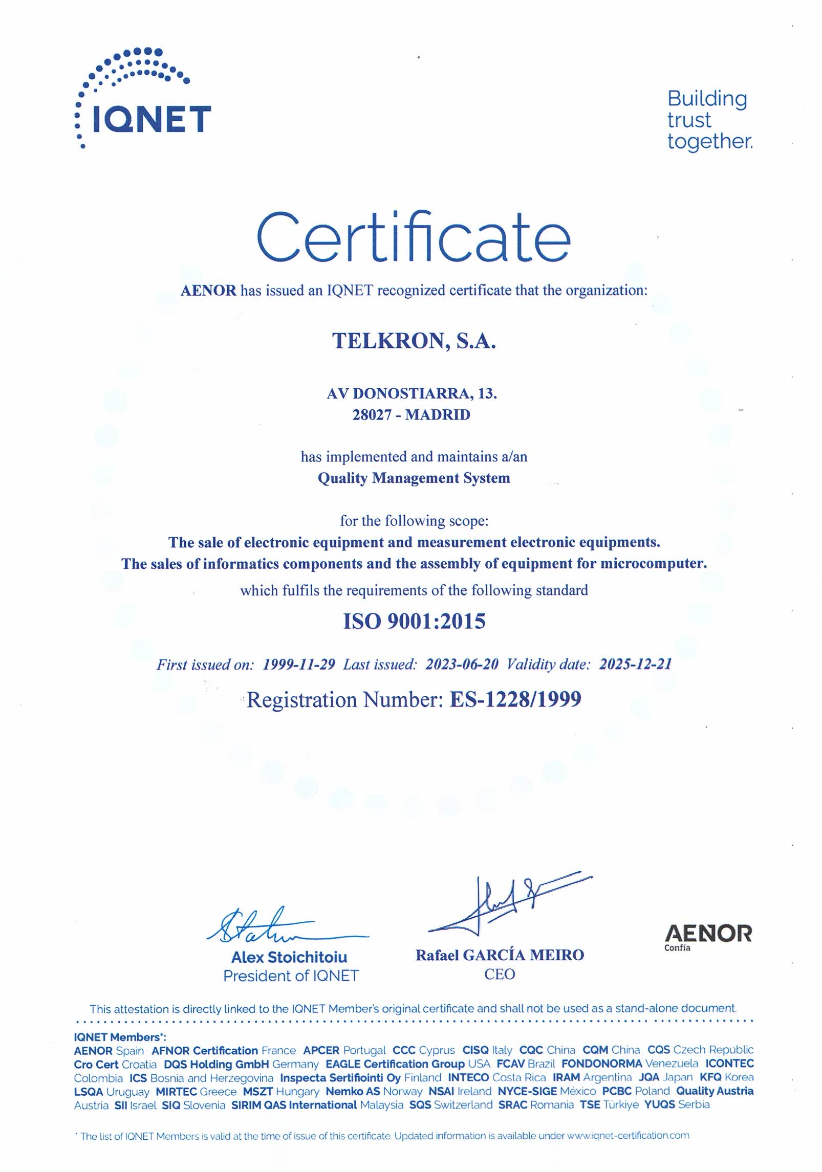 Certificado IQNET